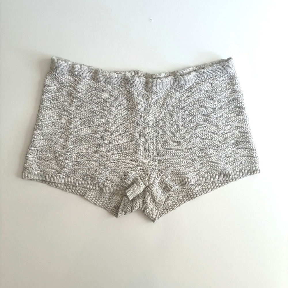 Aerie Knit Lounge Shorts Medium / Large Neutral Beige Grey Crochet Boho Minimal
